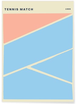 Affiche Tennis Vintage : Match de Tennis 1995 | A3 : 29,7x42cm