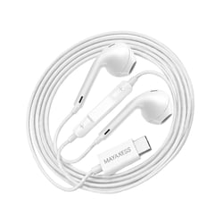 Mayaxess Écouteurs Filaires USB-C avec Micro intégré pour Galaxy Z Flip 6 Blanc