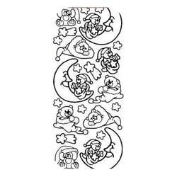 1 planche de stickers autocollants peel off doré NOUNOURS LUNE 7020
