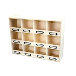 Petit Casier en bois 12 cases porte-étiquettes 41,5 x 31 x 11 cm