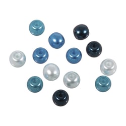 Perles en verre Renaissance, turquoise mélange, 10 mm, boîte 32 pièces, grand trou