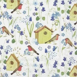 Lot de 4 serviettes en papier découpage collage 33 cm OISEAU NICHOIR FLEUR O 434