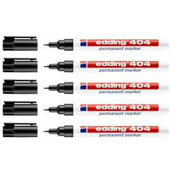 Lot de 5 marqueurs permanents - EDDING - 404 Noir Pointe Ogive Ultra fine 0,75 mm