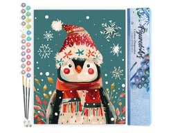 Peinture par Numéro Figured'Art - Petit Pingouin de Noël - Kit de Loisir Créatif DIY Numéro d'Art Complet - 40x50cm sans châssis en bois