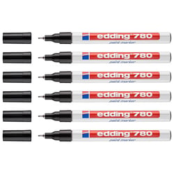 Lot de 6 marqueurs peinture permanents - EDDING - Noir - Pointe fine 0,8 mm