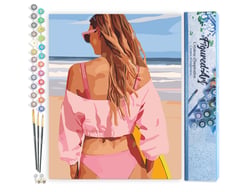 Peinture par Numéro Figured'Art - Journée de plage avec style - Kit de Loisir Créatif DIY Numéro d'Art Complet - 40x50cm sans châssis en bois
