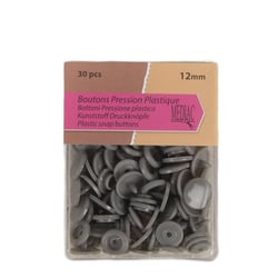 Lot de 30 boutons pression 100% plastique Gris foncé 12mm