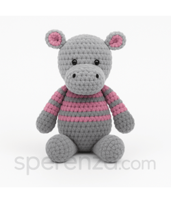 Kit de crochet Gründl Nelly l’Hippopotame – Créez votre hippo amigurumi en 100 % coton en fil Funny certifié OEKO-TEX Multicolore