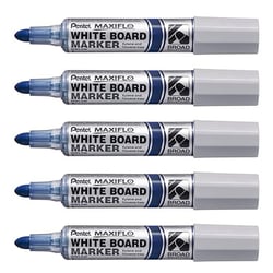 5 Marqueurs tableau blanc pointe ultra large - PENTEL - Bleu - MAXIFLO MWL5W