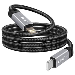 LinQ Câble Lightning / USB C Power Delivery 36W Transfert Nylon Tressé 1.2m Noir