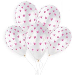 5 Ballons Coeurs Rose Ø33cm