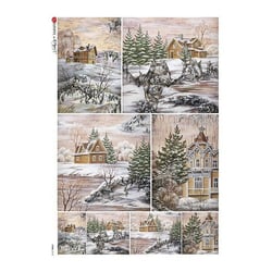 1 feuille de papier de riz 22.5 x 32 cm découpage collage Paper Designs NATURE HIVER NEIGE 0103