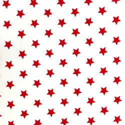 Tissu Coton imprimé Blanc Etoiles Rouges