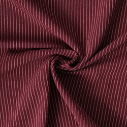 Tissu Polycoton Eliott rayures Blanches 3mm sur fond Bordeaux - Au mètre
