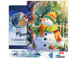Diamond Painting Broderie Diamant Figured’Art 40x50cm toile tendue sur châssis en bois - diamants carrés - Bonhomme de Neige Joyeux
