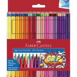 Lot de 6 stylos feutres de coloriage - FABER-CASTELL GRIP COLOUR MARKER - Assortiment de 30 couleurs