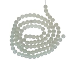 Fil de 95 perles ronde de verre transparent mat givré 8 mm fabrication bijoux ECRU