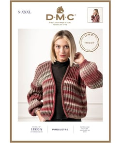 Fiche tricot Pirouette Modèle Veste - Taille S à XXXL - DMC Multicolore
