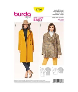 Patron Burda 6736 Veste et manteau du 34 au 46 taille n°FR 34-46