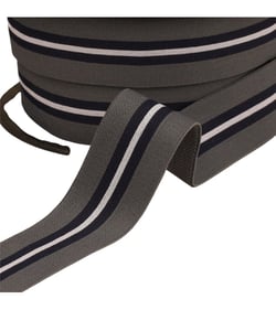 Bobine 20m élastique bicolore avec liseret central 32mm gris moyen