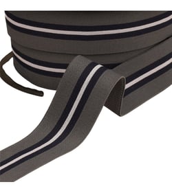Bobine 20m élastique bicolore avec liseret central 32mm gris moyen