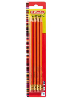 Crayon graphite HERLITZ - Skizzo Hexagonal - HB - Corps en bois laqué - Gomme - Lot de 4