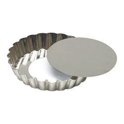 Tartelette ronde cannelée - fer blanc - fond mobile - Ø100/85 mm h18 mm