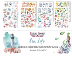 8 papiers motifs à découper scrapbooking FABRIkA DECORU SEA LIFE 004