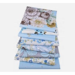 8 coupons tissu patchwork coton couture 40 x 50 cm FLEURI BLEU 4300