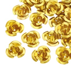 50 PERLES en Métal aluminium couleur Dorée Or forme fleur rose 7 mm - creation bijoux