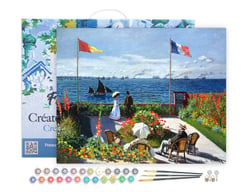 Peinture par Numéro Figured'Art avec Cadre - La terrasse à Sainte-Adresse - Monet - Loisir Créatif Numéro d'Art - 40x50cm toile tendue sur châssis