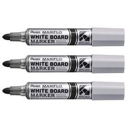 Lot de 3 marqueurs tableau blanc - PENTEL - Pointe ultra large - Noir - MAXIFLO MWL5W