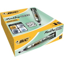 Lot de 12 Marqueurs Permanent MARKING ONYX 1591 MAXI Pointe Biseau 2,7 à 6,2 mm Noir BIC