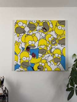 Tableau peinture originale sur toile — Homers — pop art — Art mural Calbarracin — 100 x 100 cm