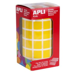 Apli Agipa - Gommettes rouleau Carré 15 x 15 mm Jaune x 2 832
