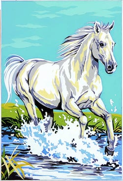 Canevas antique Cheval blanc 30x40cm