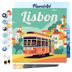Mini Peinture par Numéro Figured'Art 20x20cm avec cadre Lisbonne - Petit Format
