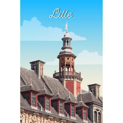 Tableau mural encadré illustration Lille 65x97 cm