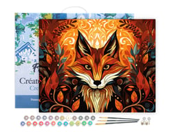 Peinture par Numéro Figured'Art avec Cadre - Renard Art Déco - Kit de Loisir Créatif DIY Numéro d'Art Complet - 40x50cm toile tendue sur châssis