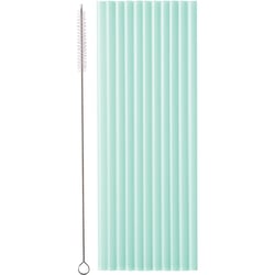 12 Pailles en Plastique   Vert   23 cm