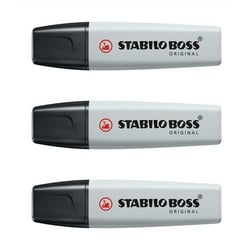 Lot de 3 surligneurs - STABILO - BOSS ORIGINAL Pastel - Pointe biseau 2-5 mm - Poudre de gris