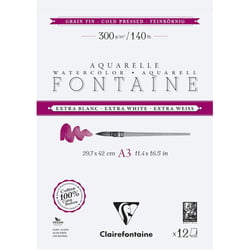 Bloc - Peinture aquarelle - Grain fin - A3 - 42x29,7cm - 300g - Clairefontaine - Fontaine