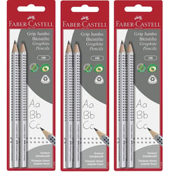 Crayon graphite - FABER-CASTELL - Jumbo Grip HB - Argent - Lot de 2