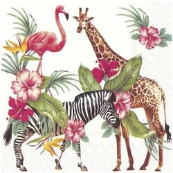 Lot de 4 serviettes en papier découpage collage 33 cm ANIMAUX PLANTE EXOTIQUE A 710