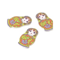 Bouton en bois poupée russe rouge et vert 30mm