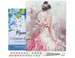 Peinture par Numéro Figured'Art avec Cadre Jolie femme de dos - Activité Manuelle Kit de Loisir Créatif DIY Numéro d'Art Complet - 40x50cm toile tendue sur châssis