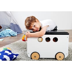 Coffre à jouets à roulettes Jim Blanc – Design élégant et pratique - Pinolino