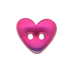 Bouton Coeur translucide couleur Fuchsia 9mm