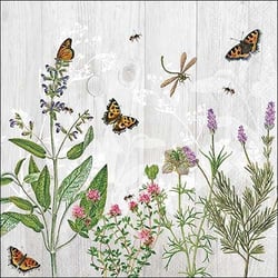 Lot de 4 serviettes en papier découpage collage 33 cm JARDIN PAPILLON LIBELLULE
