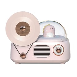 Enceinte Bluetooth Rétro Vinyle Ambiance Lumineuse Aromathérapie Son Stéréo Haute Fidélité Rose YONIS